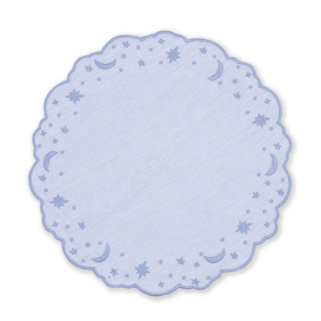 OTM Exclusive: Astral Linen Placemat in Ice Blue and Ice Blue Embroidery
