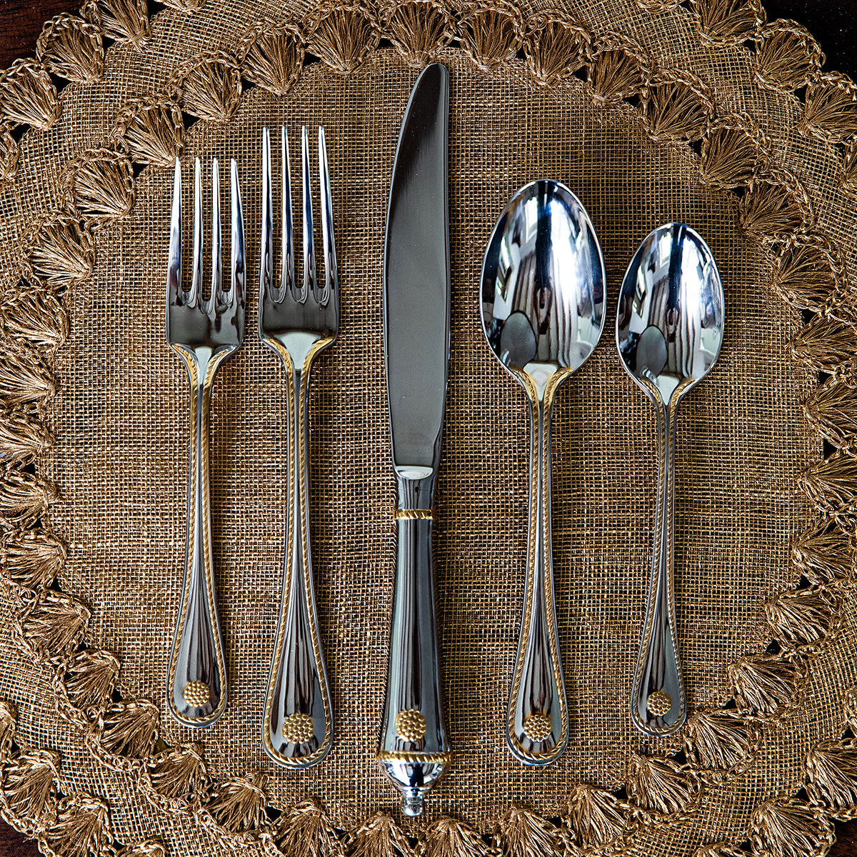 Berry & Thread Polished with Gold Accents Flatware