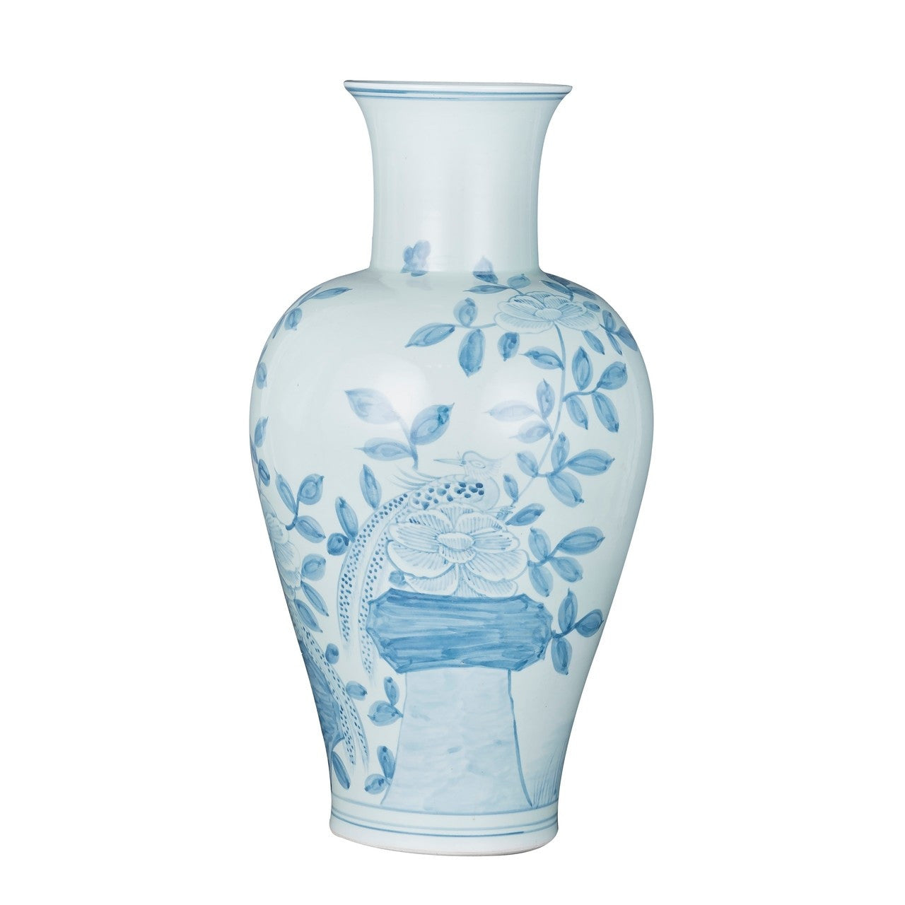 Blue and White Fairy Vase with a Pheasant Flower Motif