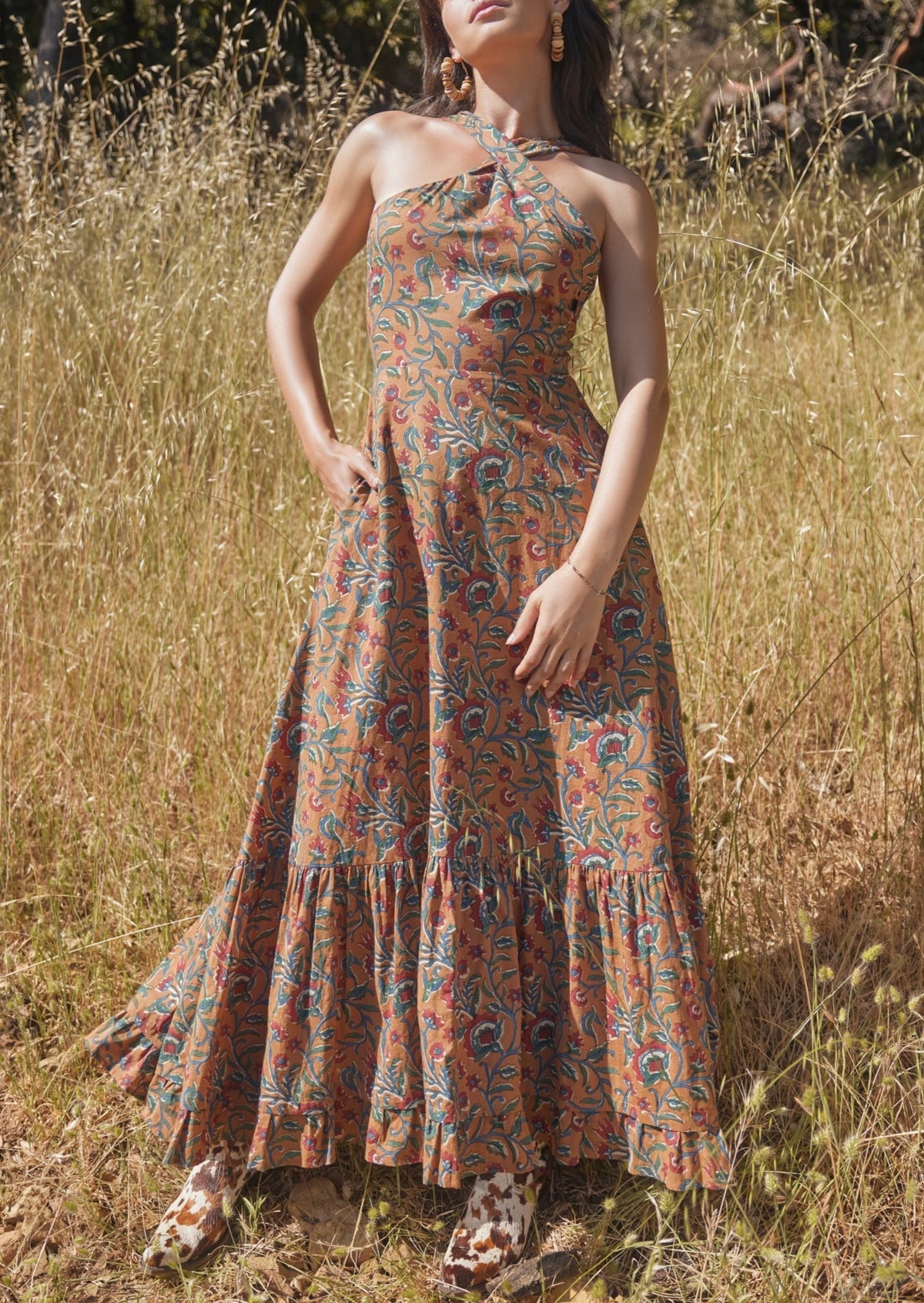 Isabel Maxi Dress in Tawny Multicolor Floral