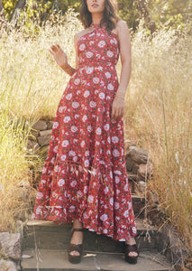 Isabel Maxi Dress in Scarlet Ivory Rose Floral