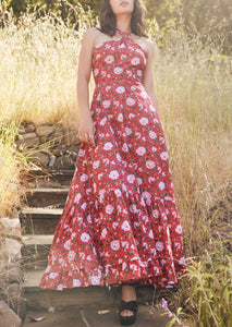 Isabel Maxi Dress in Scarlet Ivory Rose Floral