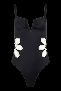 The Flora One-Piece in Black & Ivory