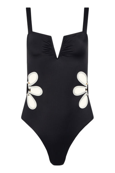 The Flora One-Piece in Black & Ivory | Over The Moon