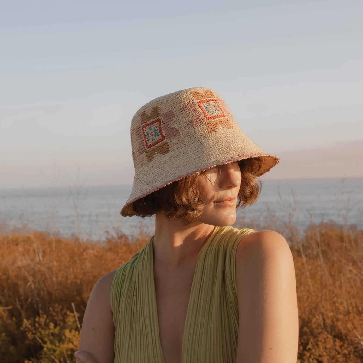 Reya Packable Crochet Bucket Hat in Natural