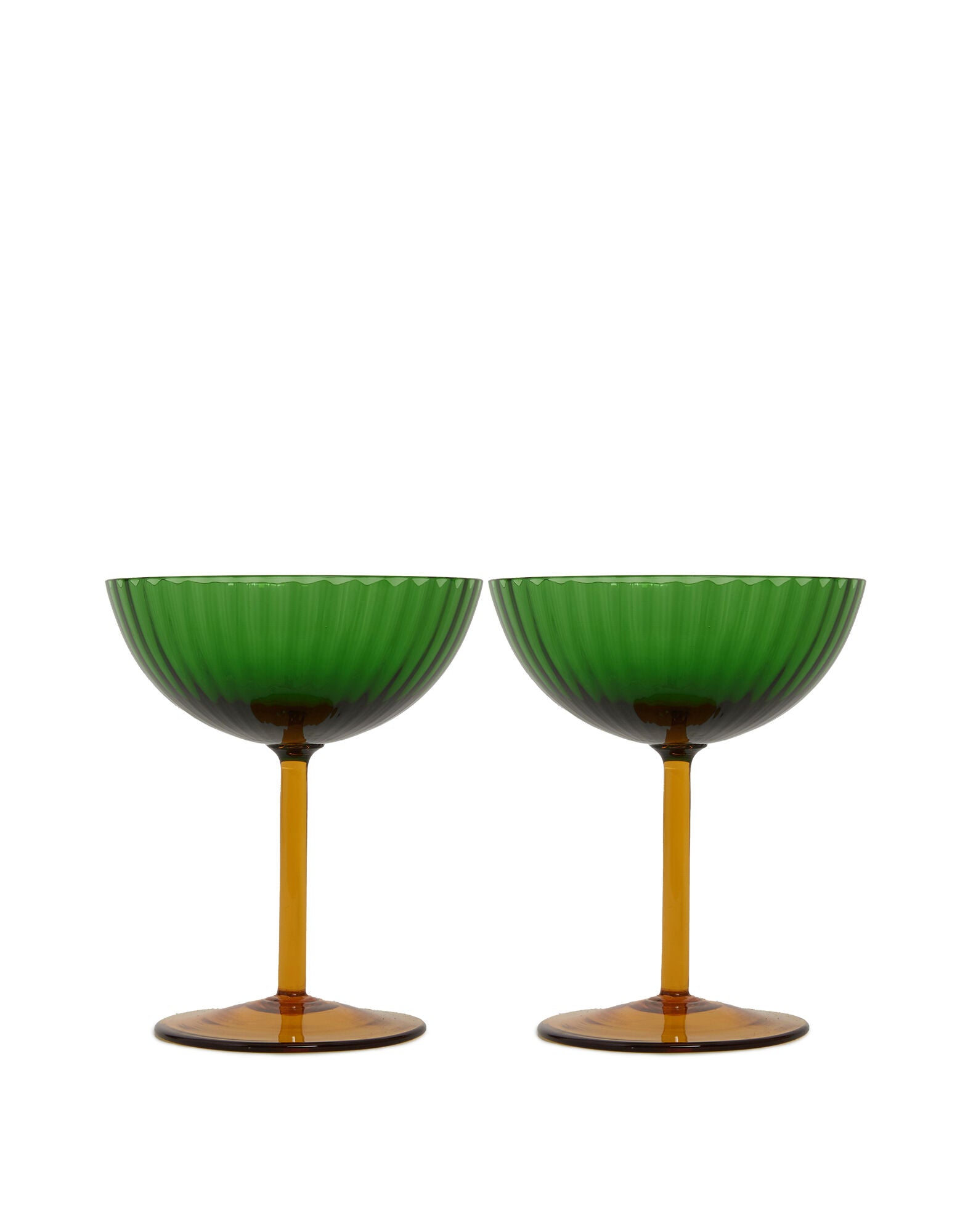 Champagne Coupe Set of 2 Verde in Glass