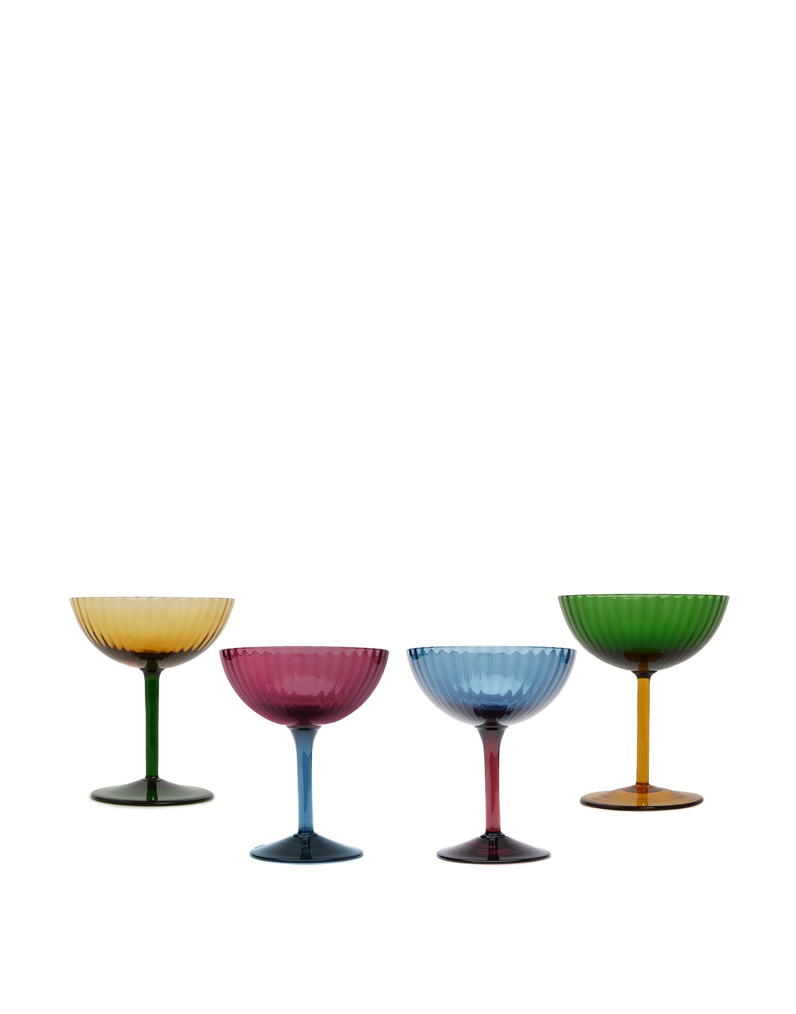 Champagne Coupe Set of 4Rainbow Mix in Glass