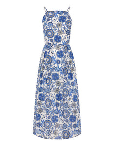 Goreti Cotton Maxi Dress in Space Flower Blue