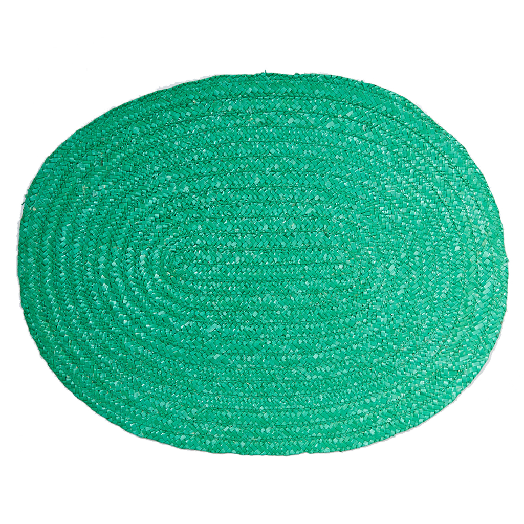 Woven Raffia Placemat in Green