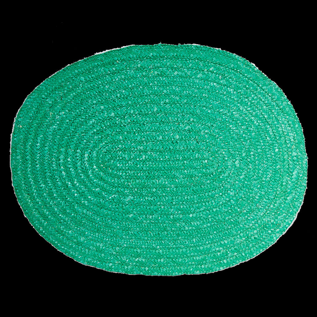 Woven Raffia Placemat in Green