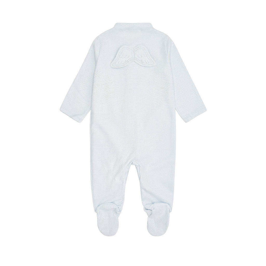Angel Wing Pointelle Sleepsuit in Blue