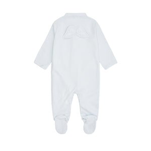 Angel Wing Pointelle Sleepsuit in Blue