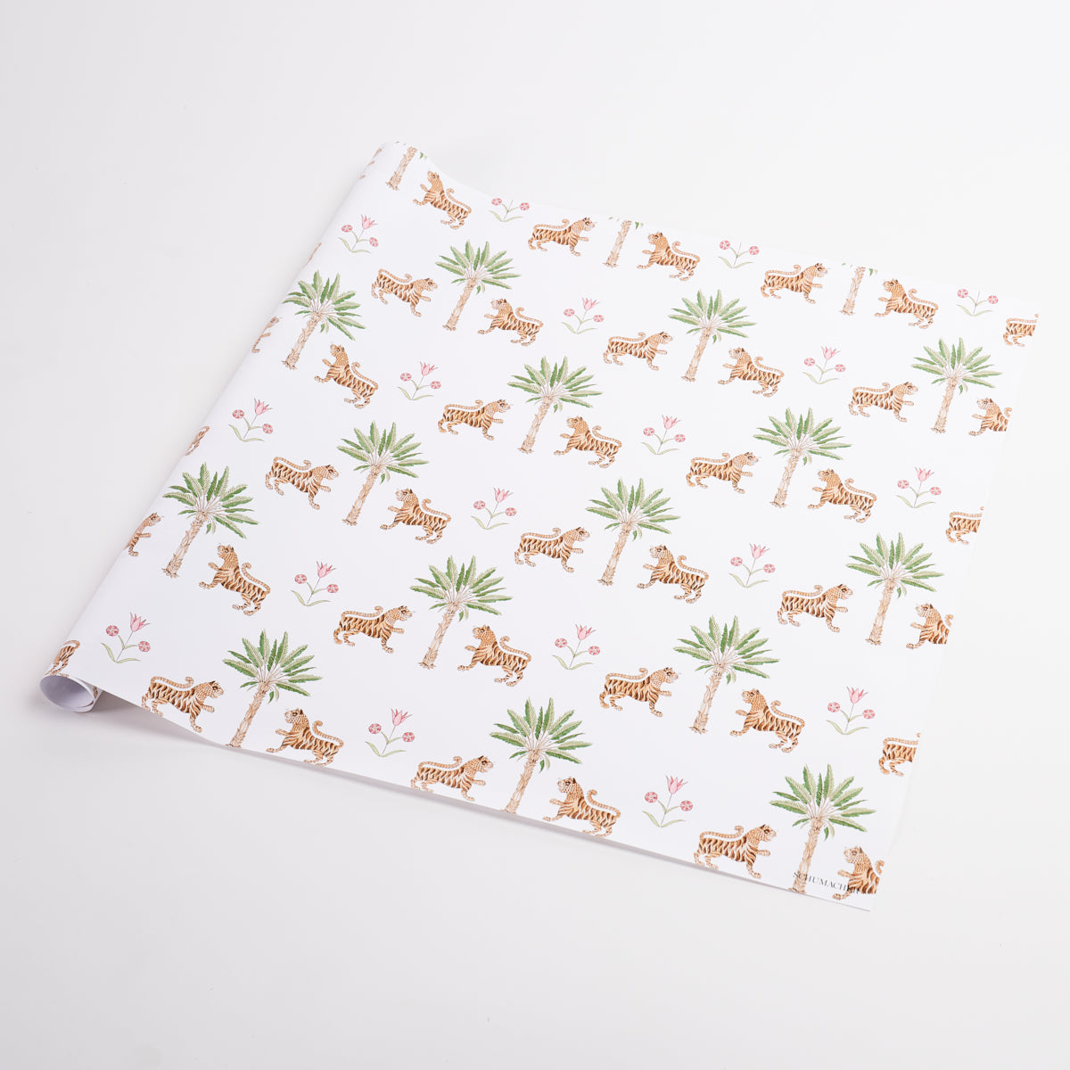 Tiger Palm Wrapping Paper In Crimson