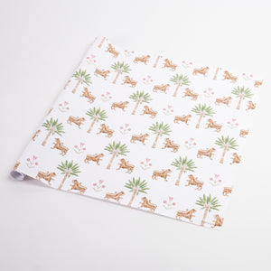 Tiger Palm Wrapping Paper In Crimson