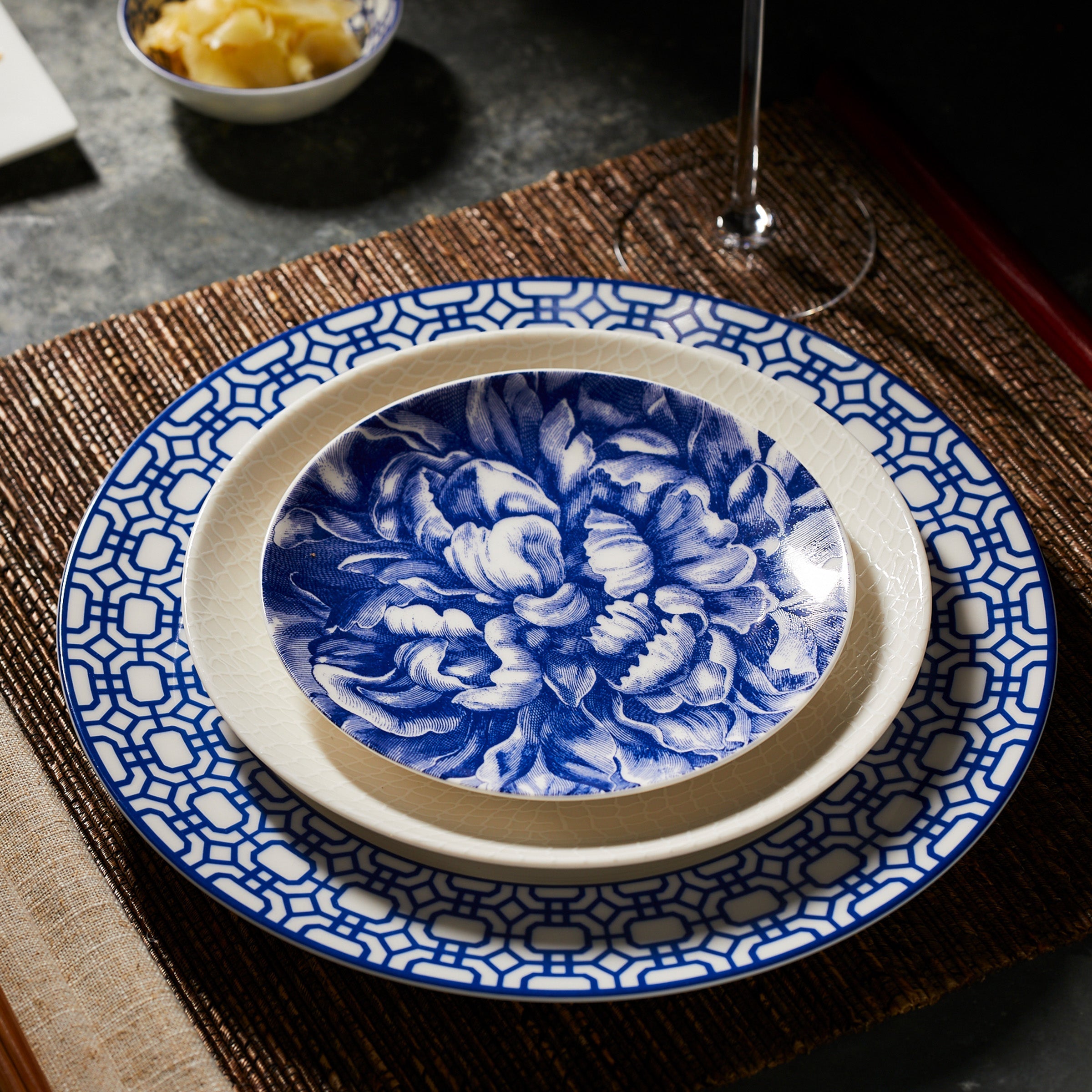 Newport Garden Gate premium porcelain dinner plate from Caskata.