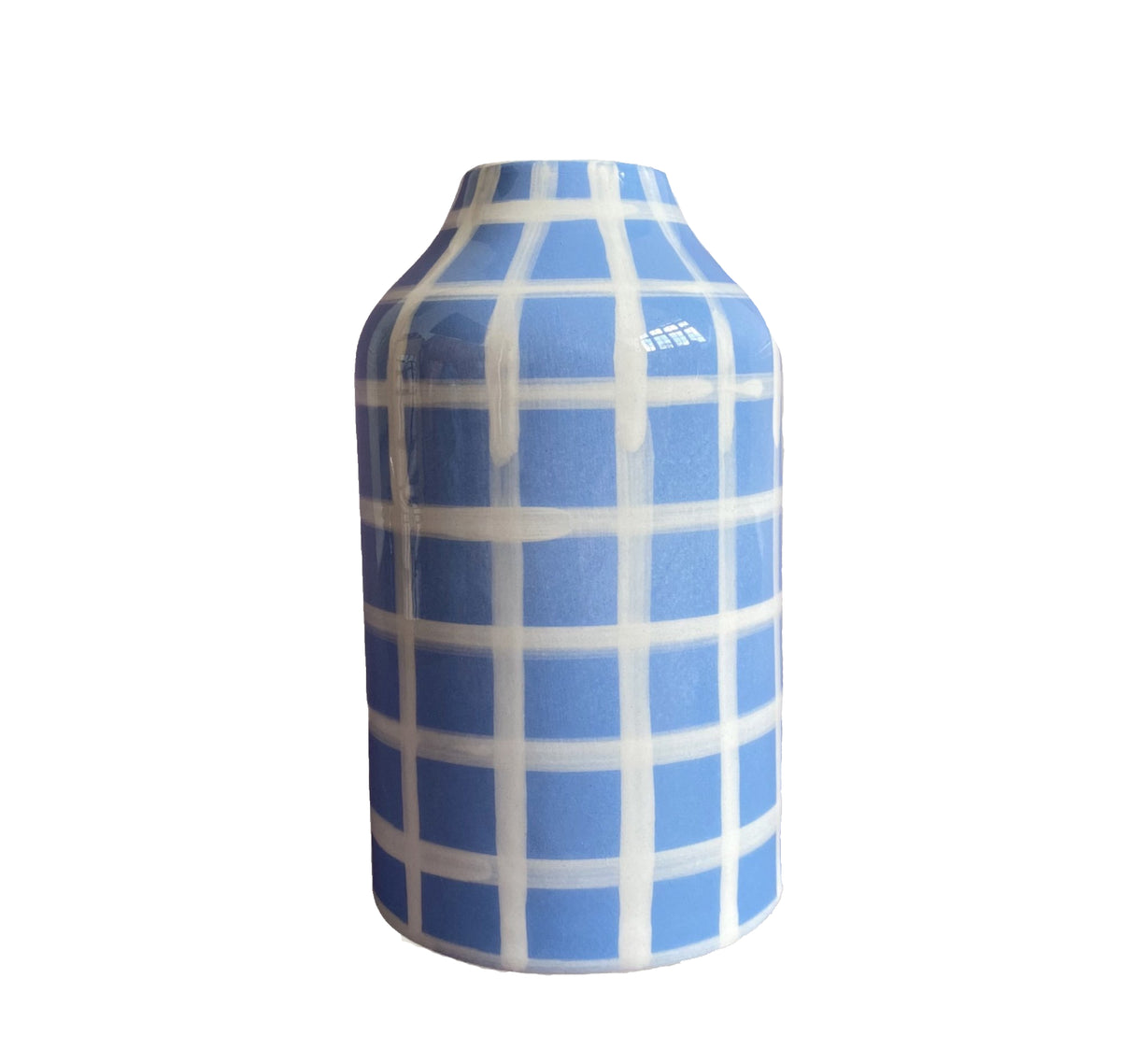 Genie in a Bottle Deco Vase & Bottle in Atlantic Blue Gingham