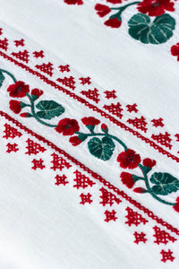 Geranio Rectangular Tablecloth in White and Red