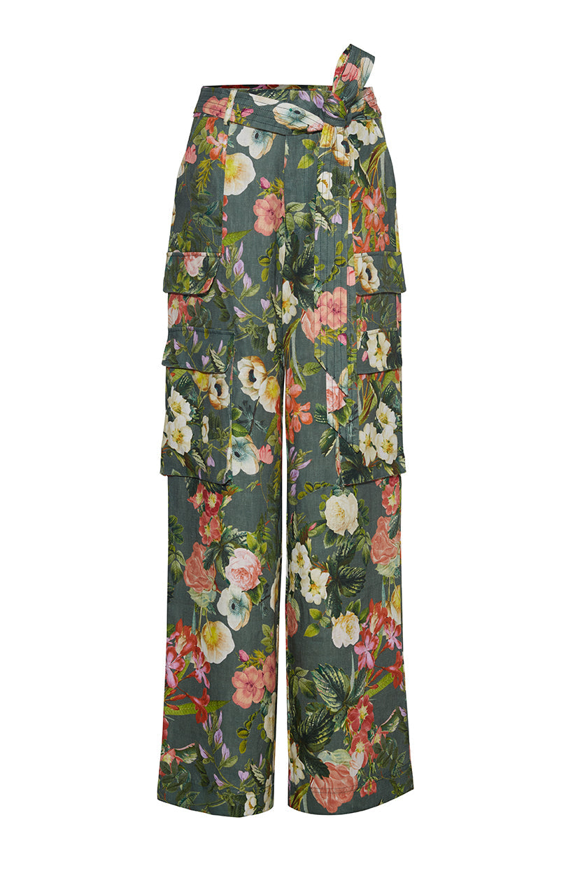 Ginny Pants in Olive Kingston Floral