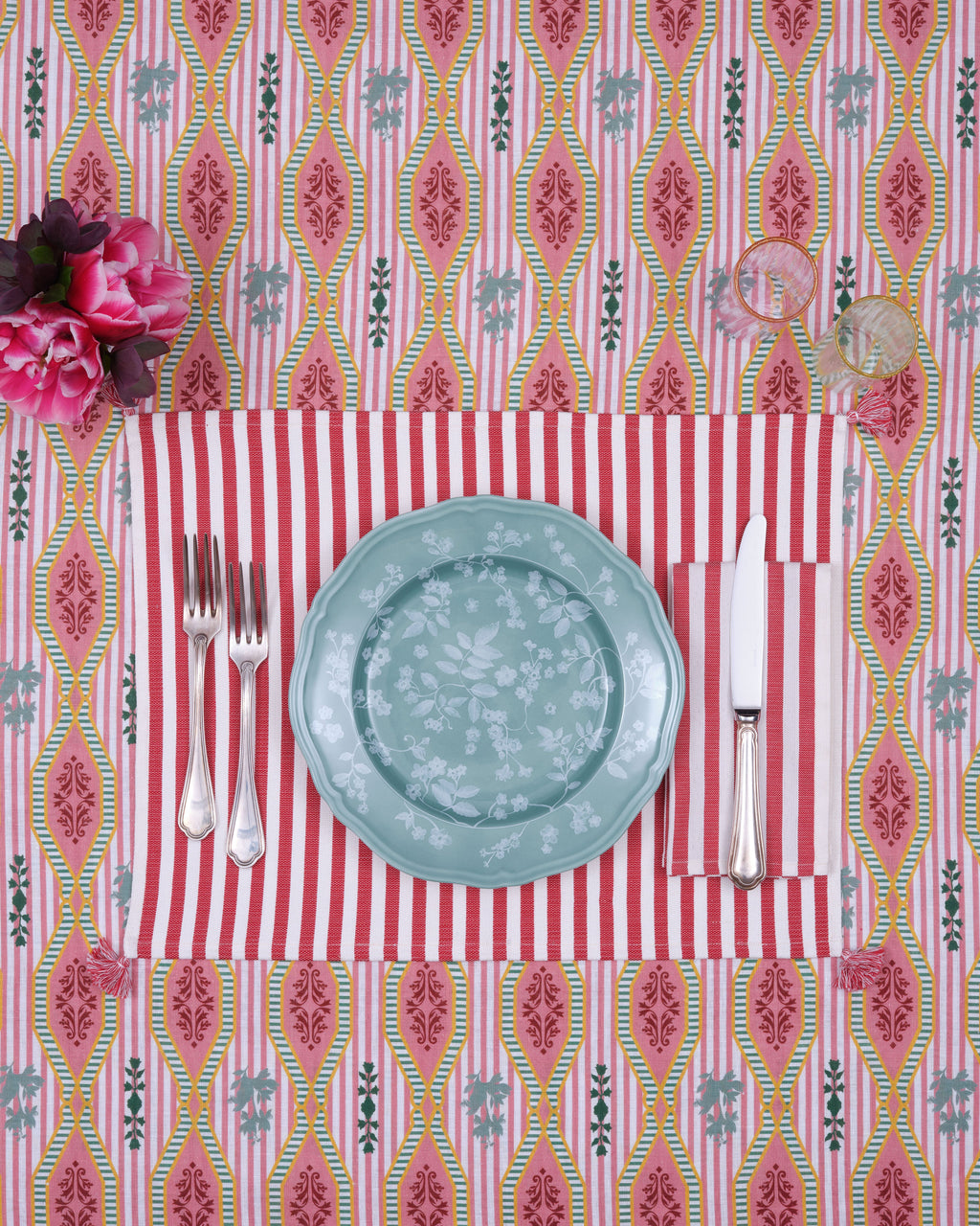 Vera Stripe Placemat in Red