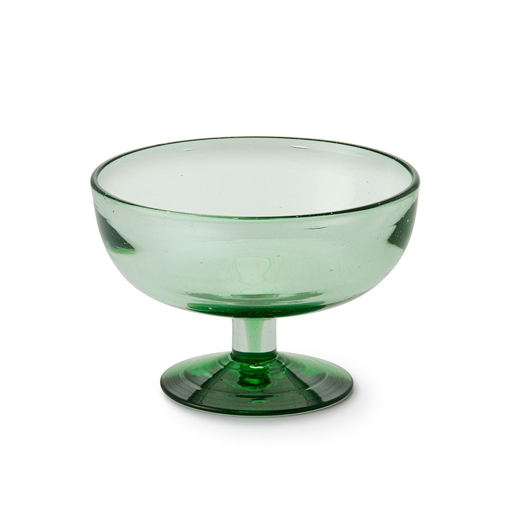 Green Glass Footed Bowl Tabletop Mexico 