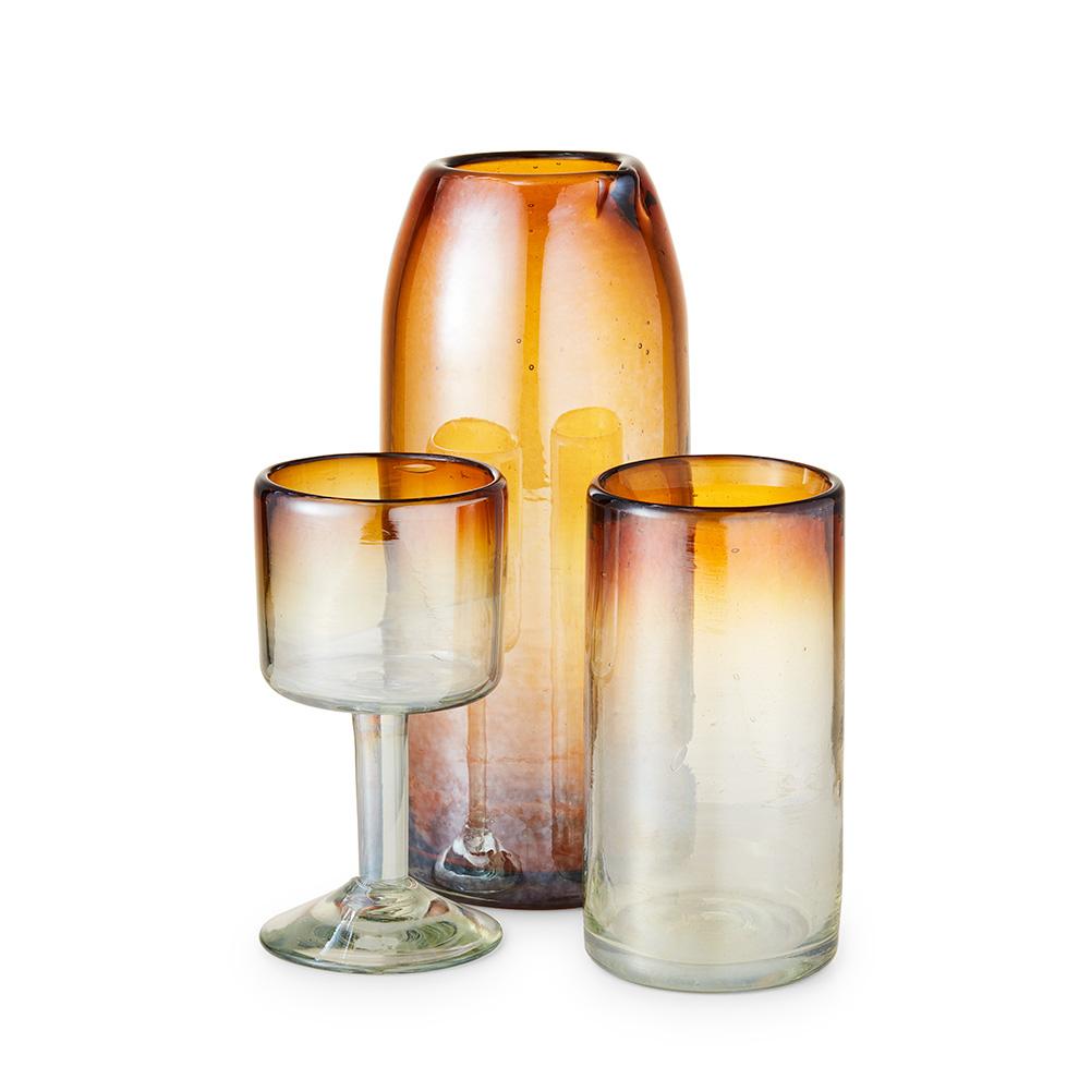 Iridescent Ombre Amber Highball - Glass Mexico
