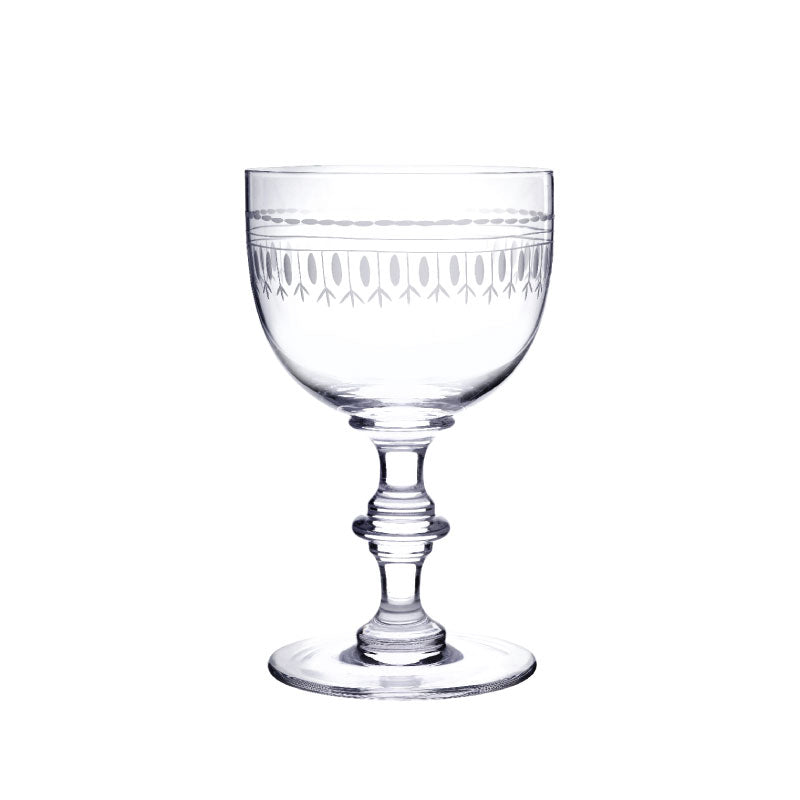 Crystal Wine Goblets with Ovals Design, Set of Four