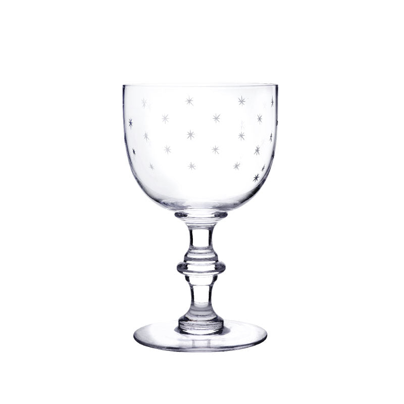 Crystal Wine Goblets with Stars Design, Set of Four