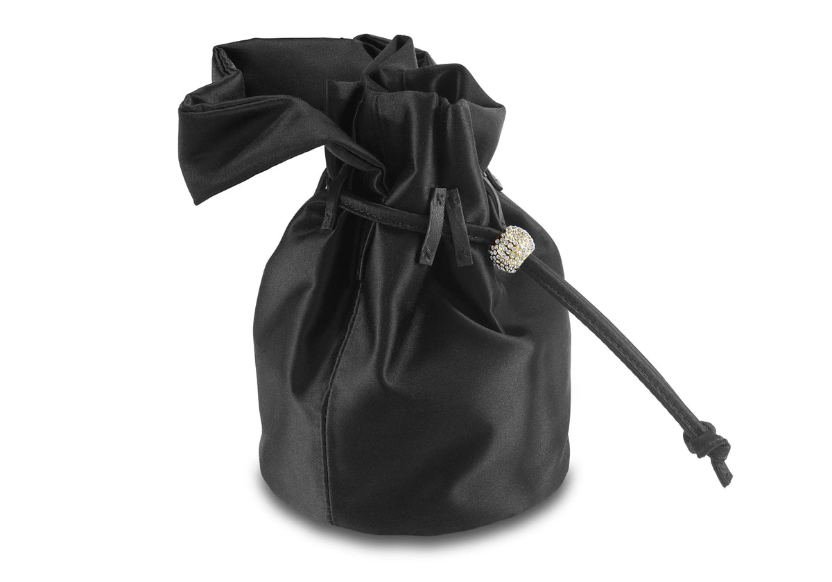 Grace Pouch Petite in Black Diamond Satin