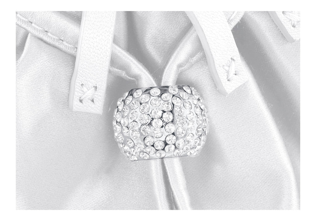 Grace Pouch Petite in Pegasus White IDRO Treated Satin
