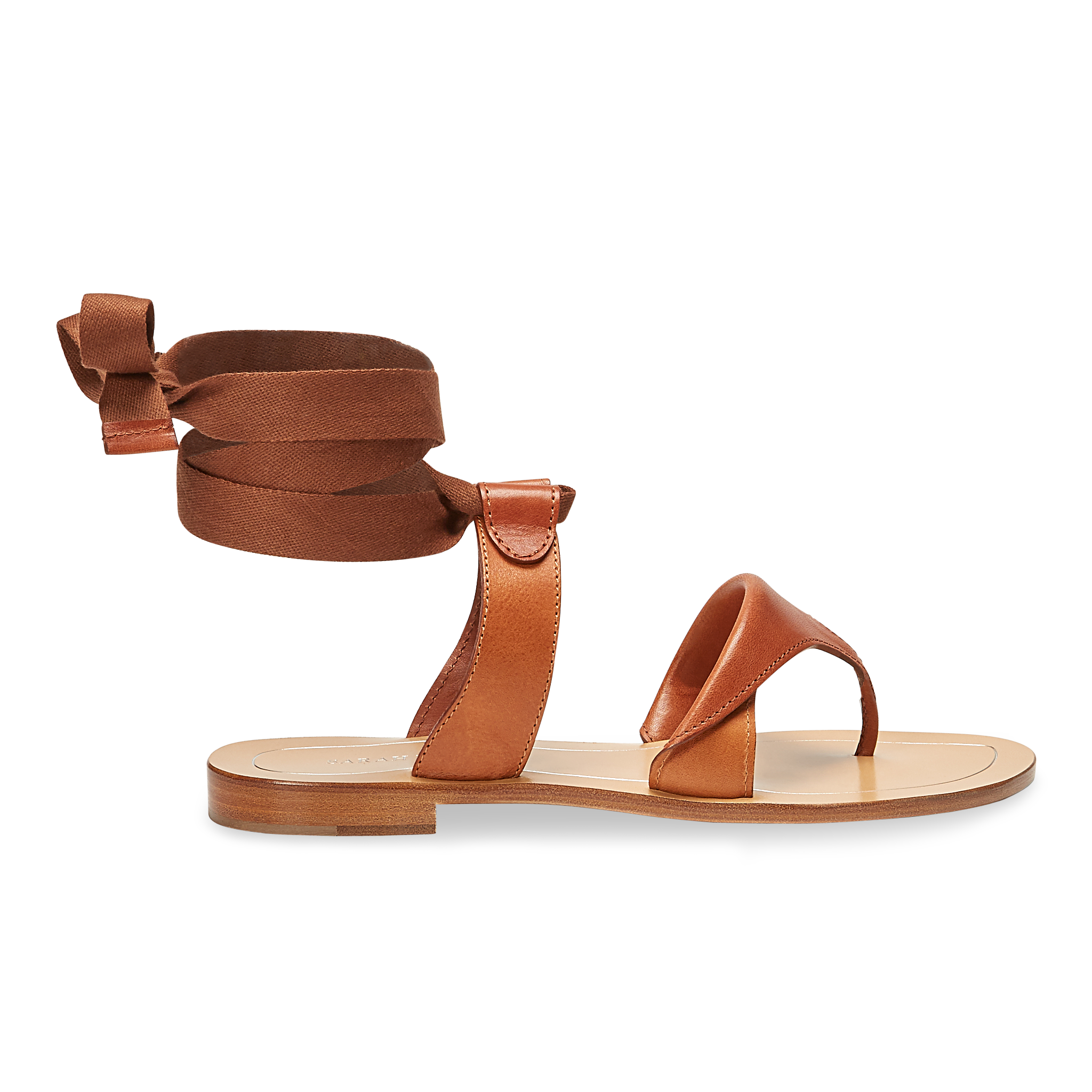 10mm Italian Made Flat Grear Sandal in Saddle Vachetta