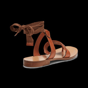 10mm Italian Made Flat Grear Sandal in Saddle Vachetta