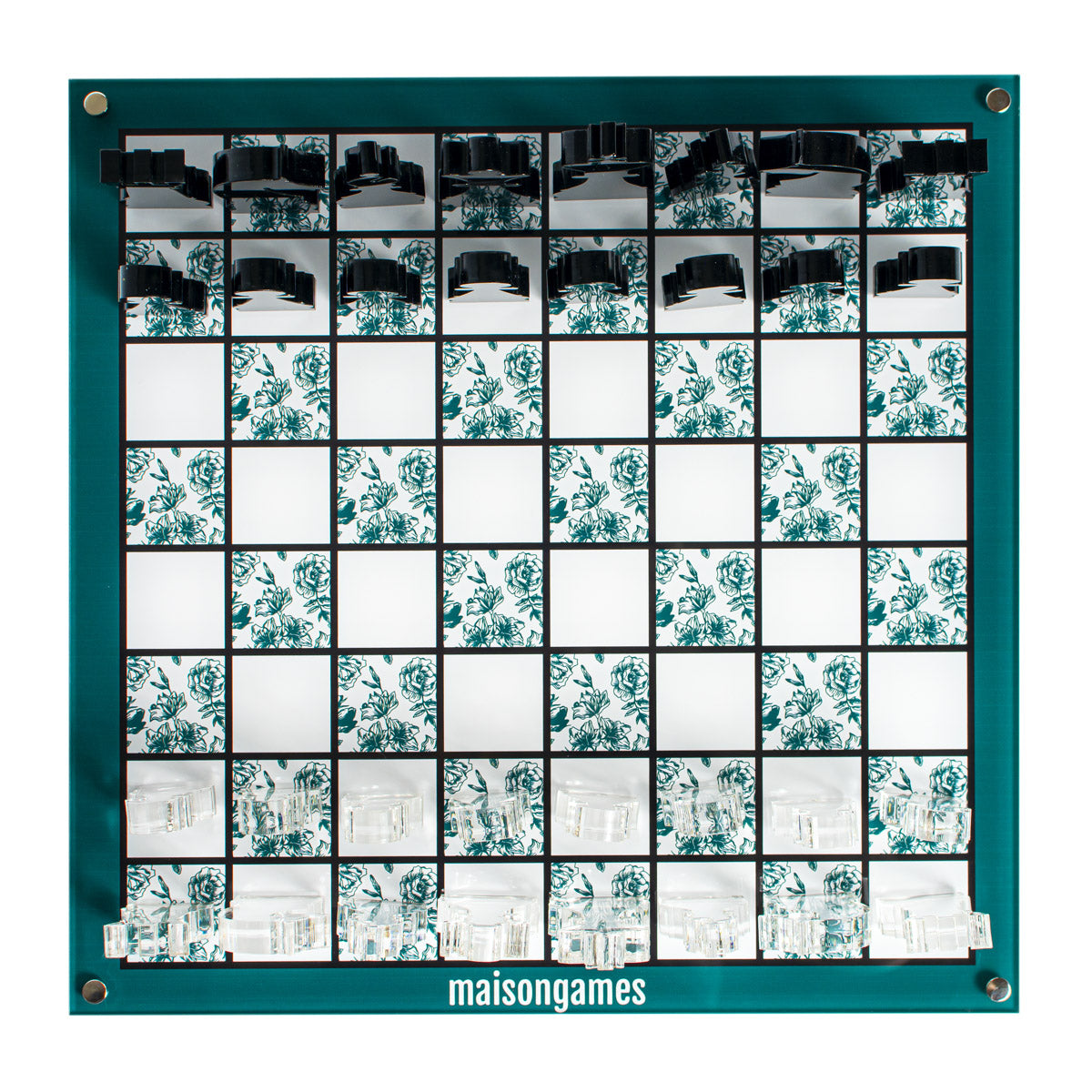 Green Floral Chess Set