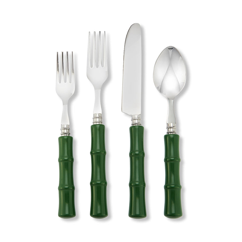 Green "Bamboo" Flatware Blue Buteh Chefanie 