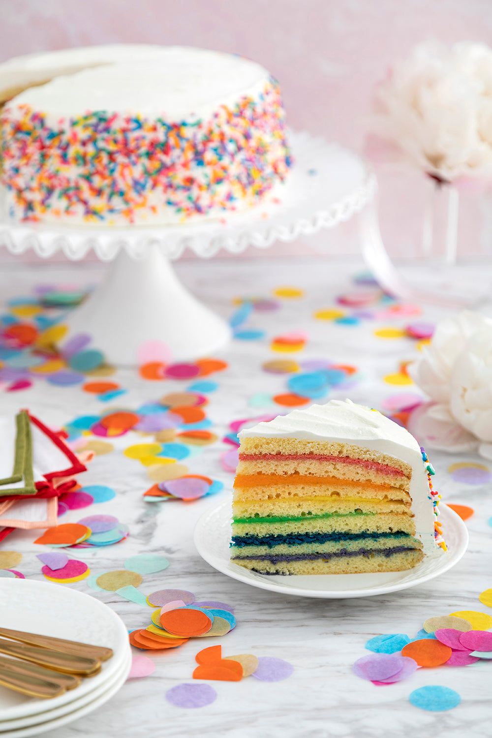 Rainbow layered cake