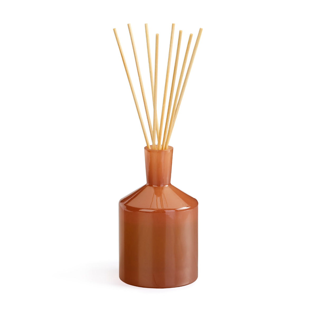 Front view of LAFCO Retreat Classic Reed Diffuser showcasing its amber vessel and natural reeds on a white background