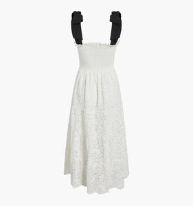 color:White Lace with Black Ribbon