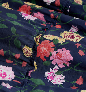 color: Navy Peony Bouquet Cotton Sateen