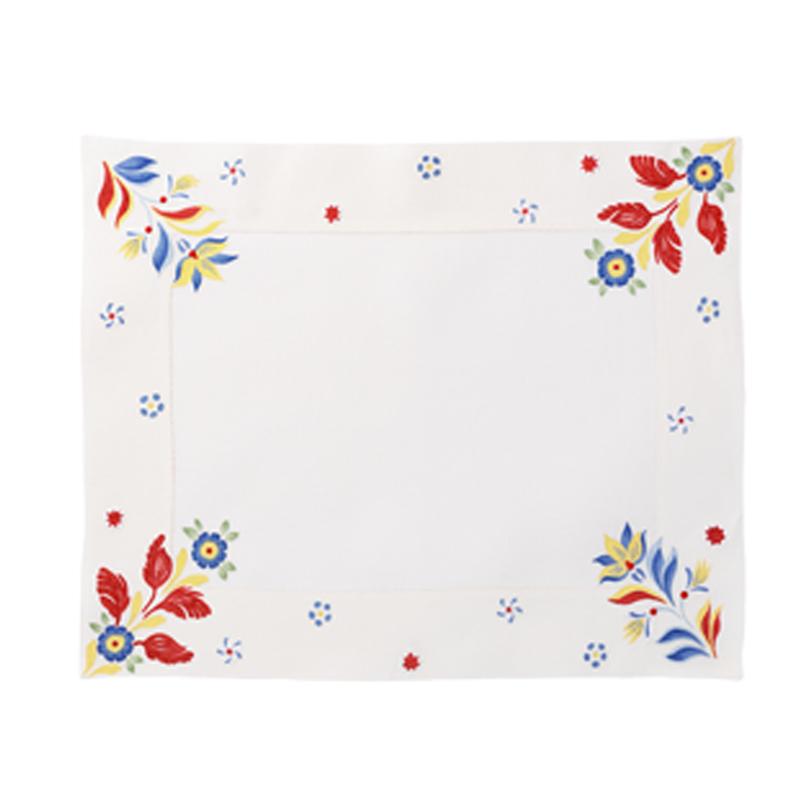 Hand-Embroidered Floral Placemats in Red Multi, Set of Two