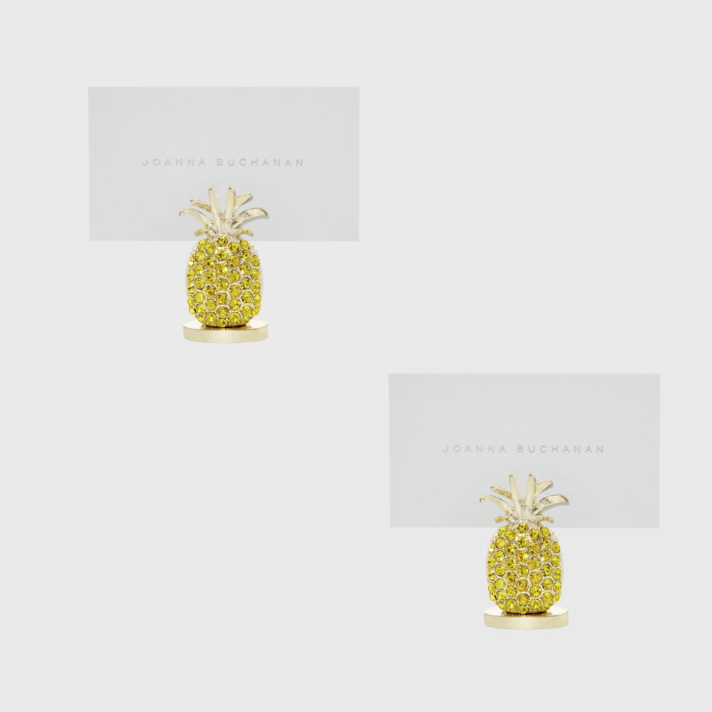 Pineapple Placecard Holders in Yellow, Set of Two