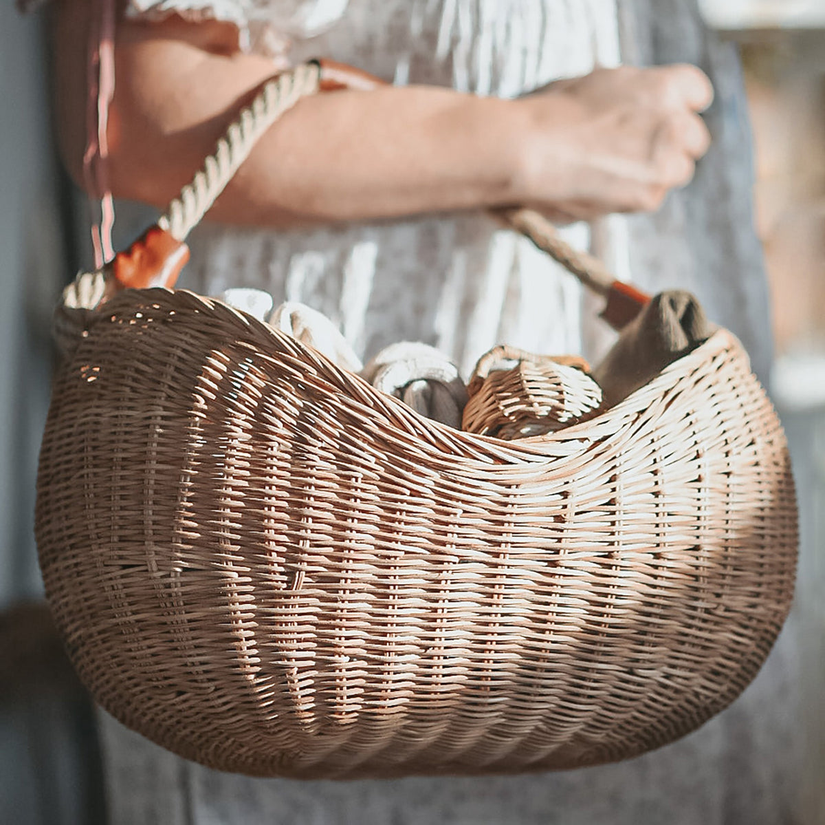 Rattan Half Moon Basket