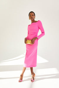 Halley Dress Stretch Crepe Hot Pink