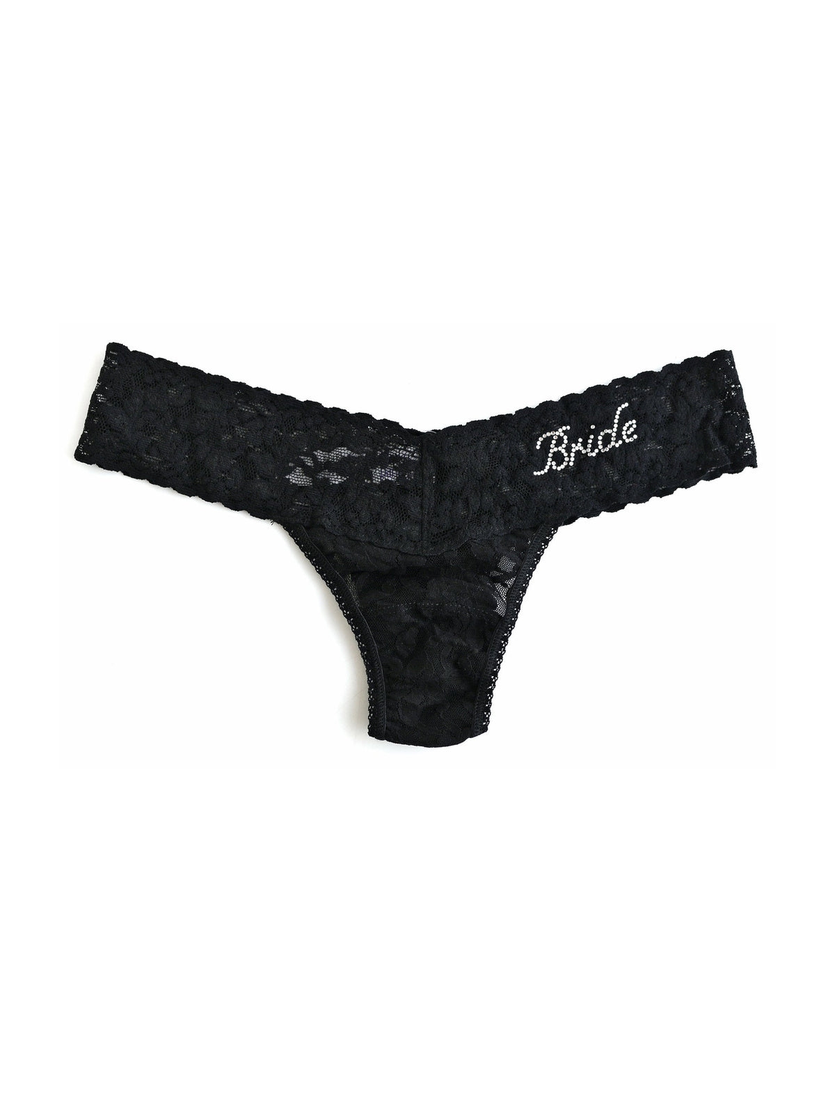 Bride Crystal Signature Lace Low Rise Thong-BLACK-Hanky Panky
