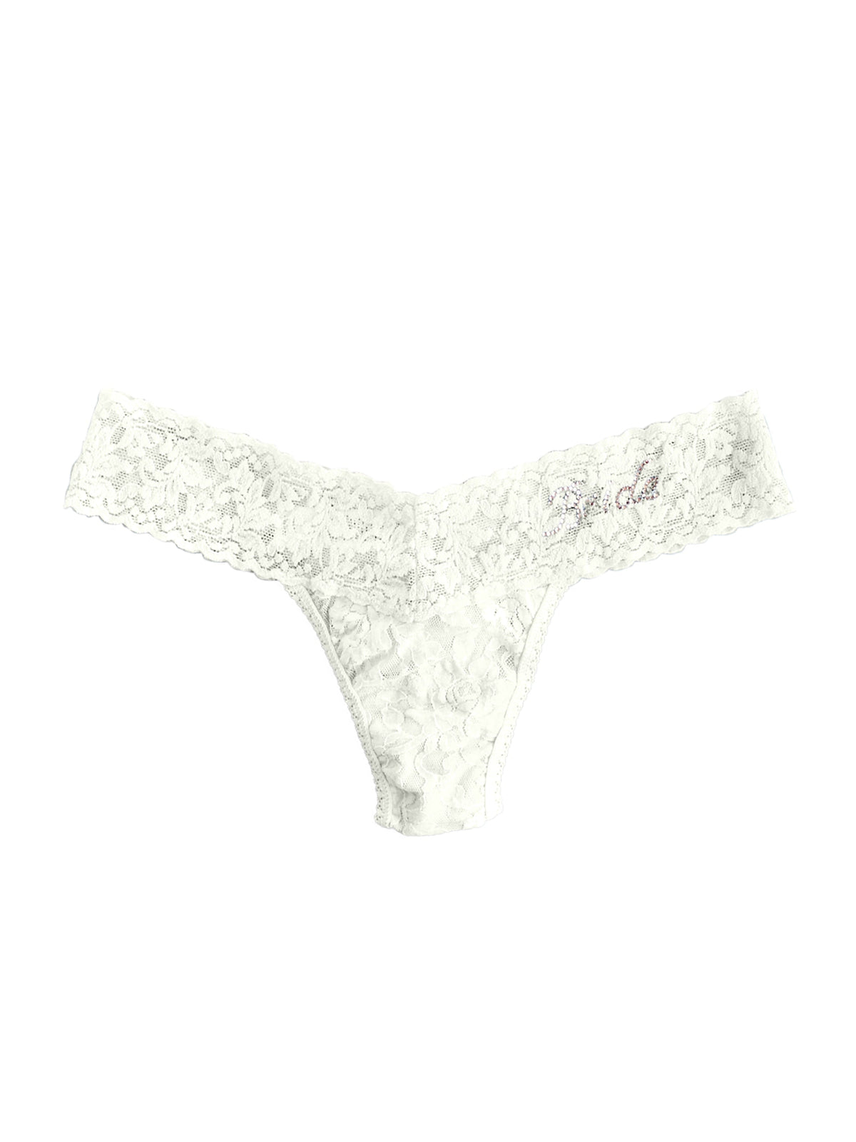 Bride Crystal Signature Lace Low Rise Thong-IVORY-Hanky Panky
