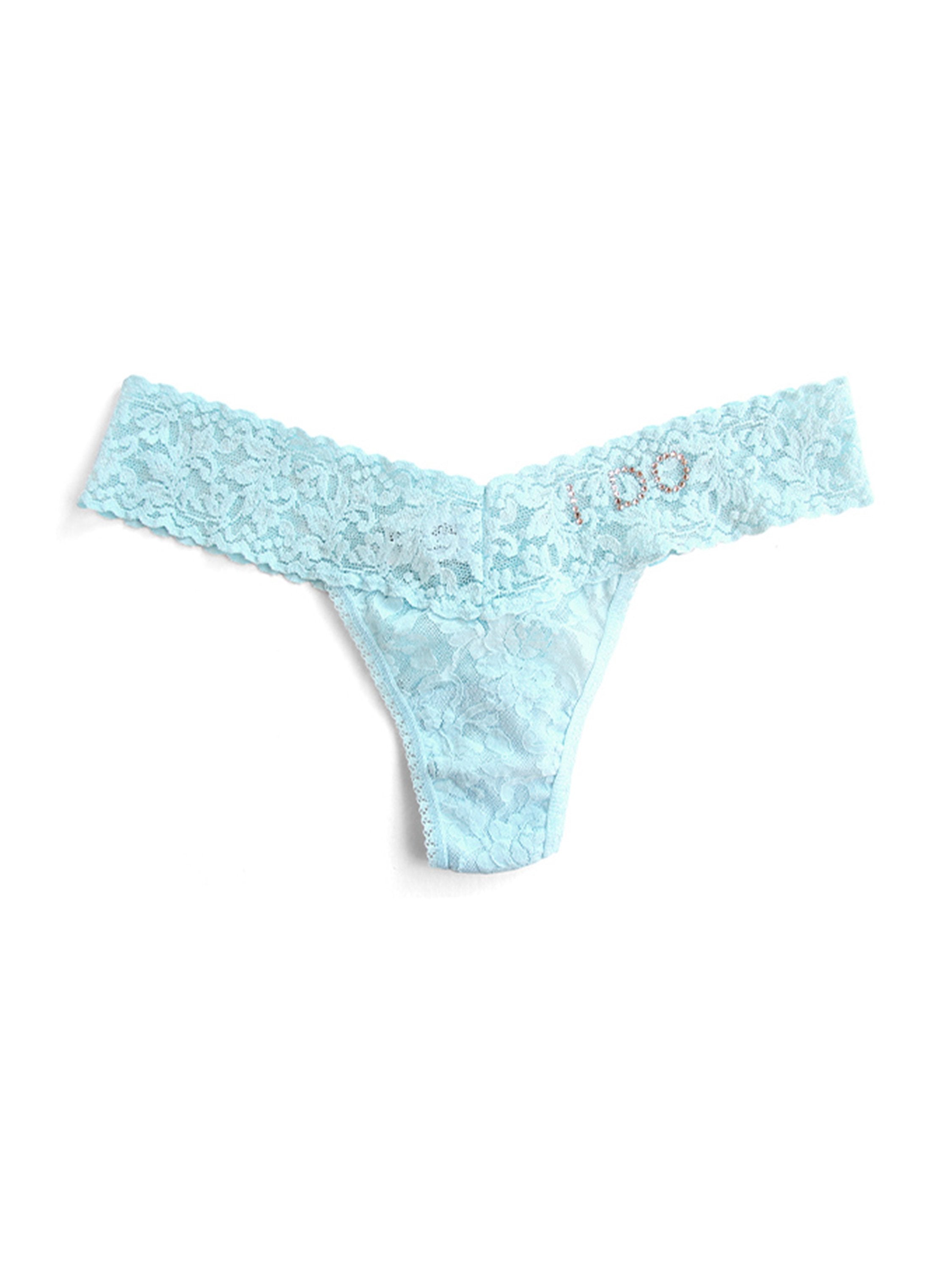 I Do Crystal Signature Lace Low Rise Thong-CELESTE BLUE-Hanky Panky