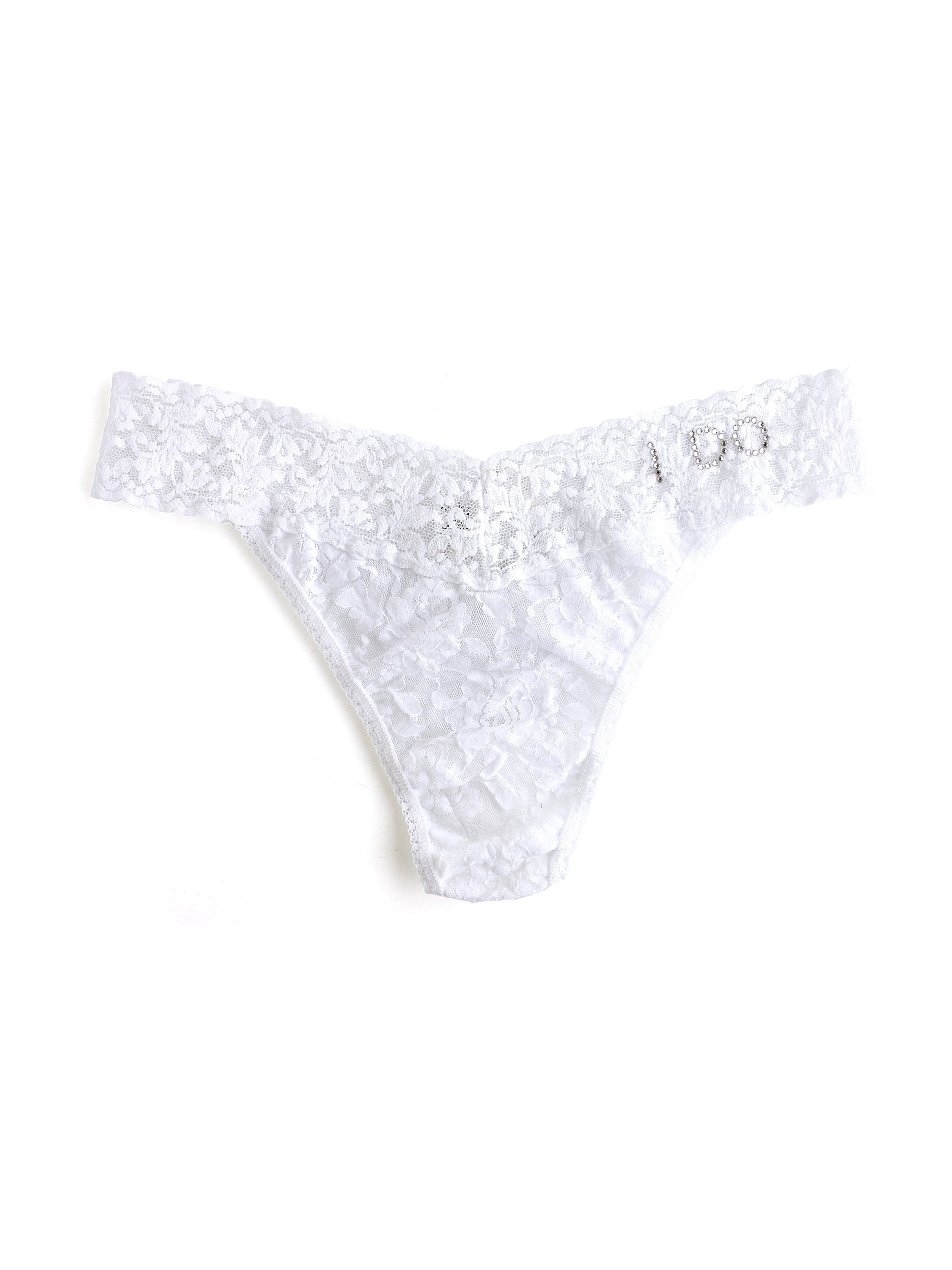 I Do Crystal Signature Lace Original Rise Thong-WHITE-Hanky Panky