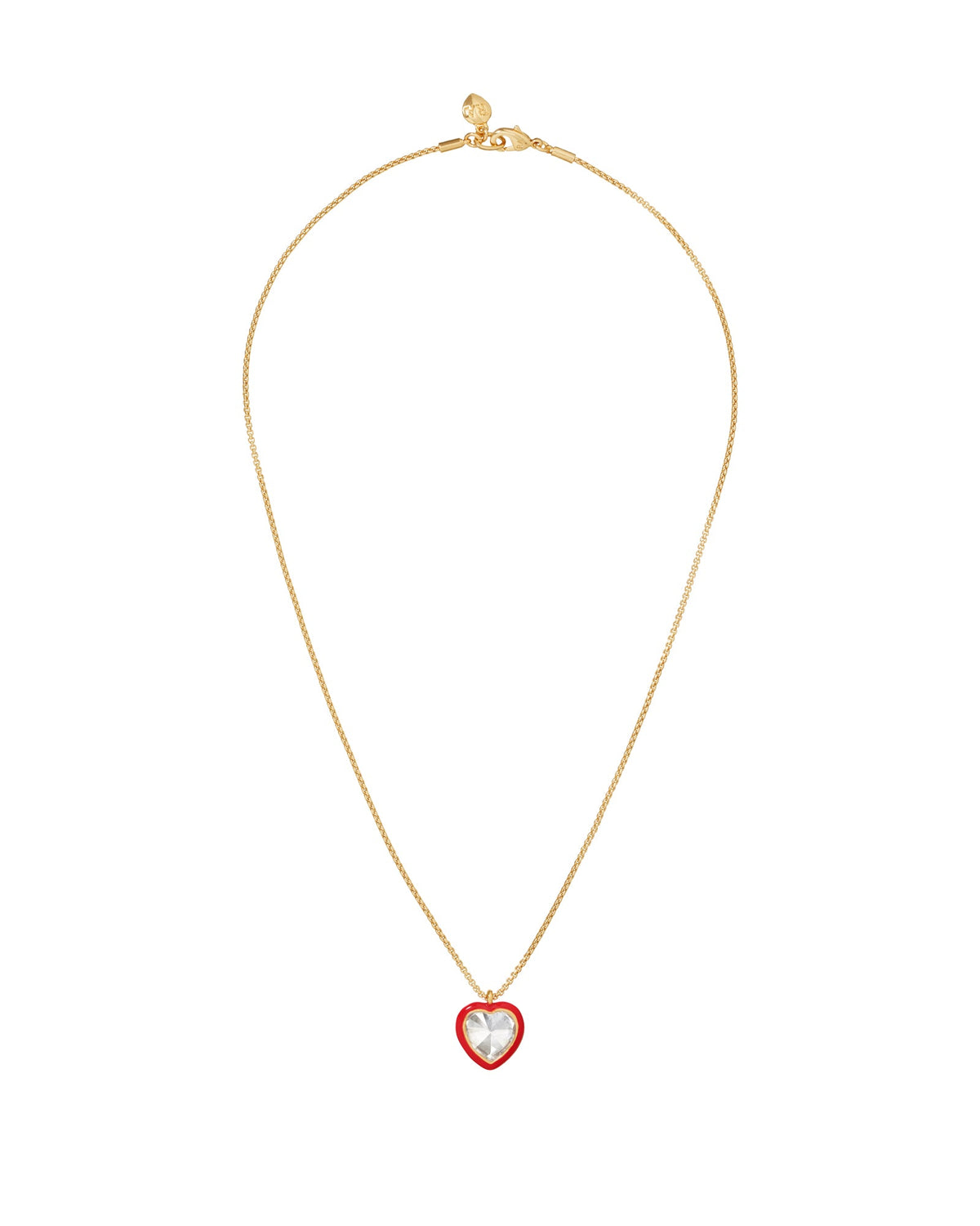 Roxanne Assoulin heart crystal pendant necklace with red detailing