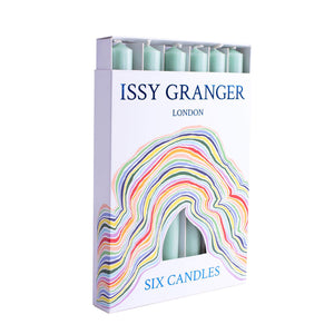 Issy Granger Set of Six Green Dinner Candles 