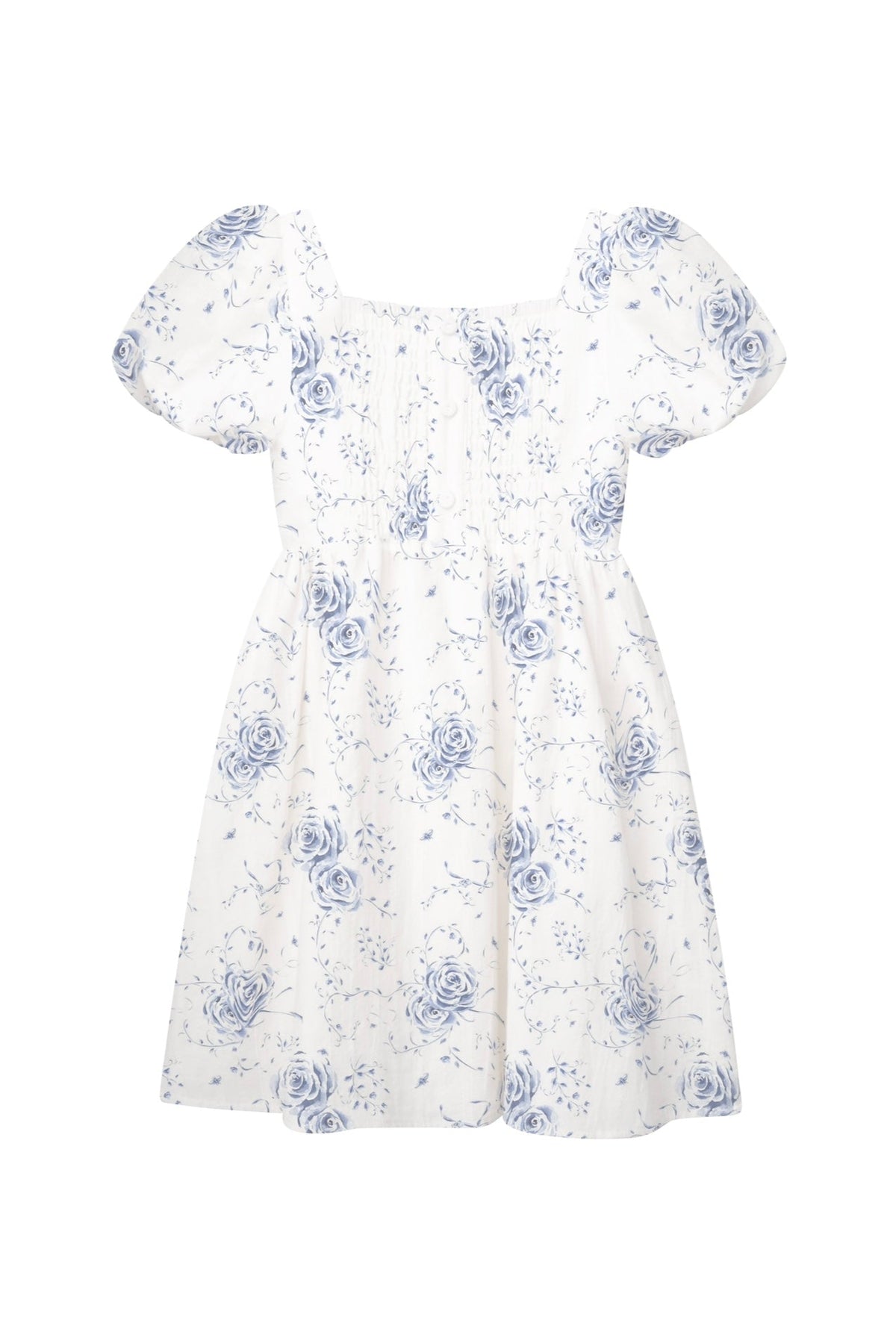 The Kylie Girl Dress in Blue Heirloom Floral