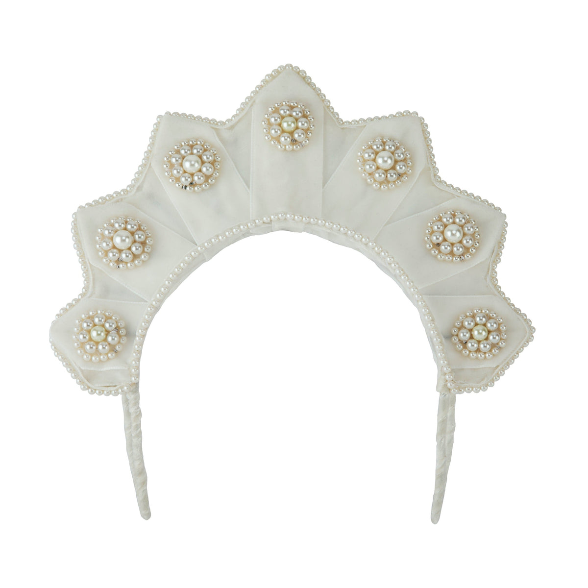 Star Shaped Pearl Headpiece in Ivory Velvet