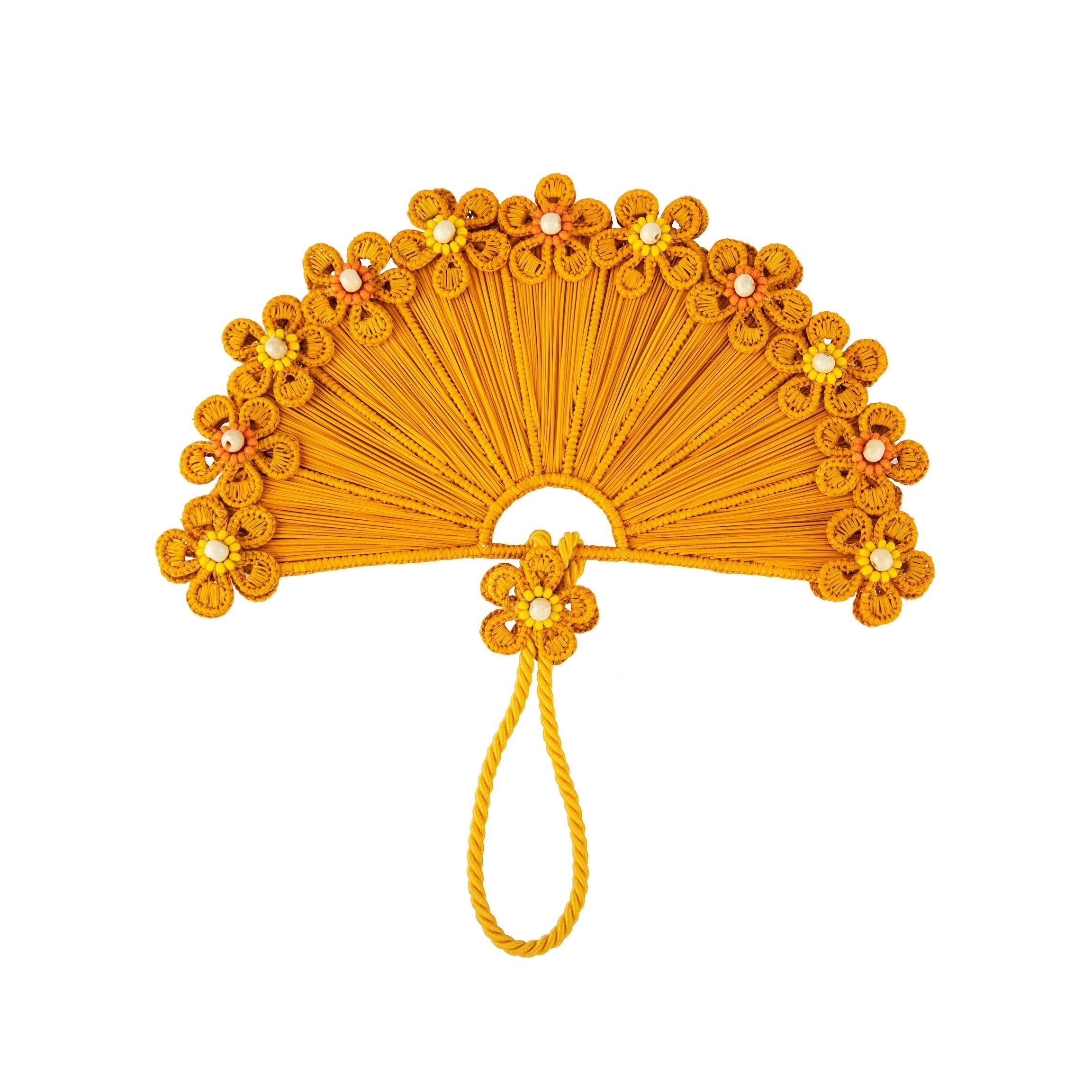 Flower Iraca Fan in Orange